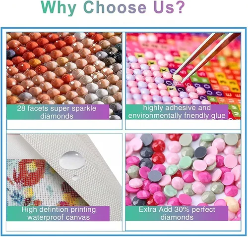 Vista 4 de Kits de pintura de diamantes 5D, nieve de invierno, arte de diamantes para pintar por números para adultos, 8 x 12 pulgadas, gran taladro completo
