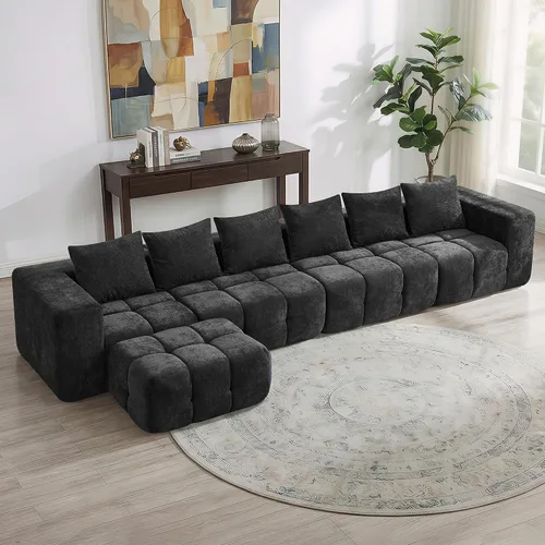 Vista 21 de Sofá de dos plazas seccional modular sin armazón de 78.7 pulgadas, sofá nube capitoné con asiento profundo, sofá de chenilla para sala de estar