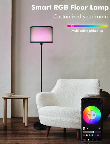 Vista 2 de YHW Lámparas de pie para sala de estar compatibles con Alexa Google, lámpara de pie lámparas altas para sala de estar, dormitorio, oficina, aula
