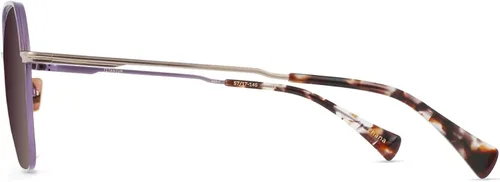 Vista 3 de RAEN - Zhana - Lentes de sol angulares de diseño para mujer con protección UV - Lente de espejo dorado japonés satinadoorquídea (tamaño 2.244in)