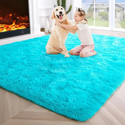 Vista 89 de Noahas Alfombras de Área Grandes y Esponjosas de 5x8 pies para Sala de Estar y Dormitorio, Alfombra Gruesa de Pelo Largo Beige y Blanca, Alfombra