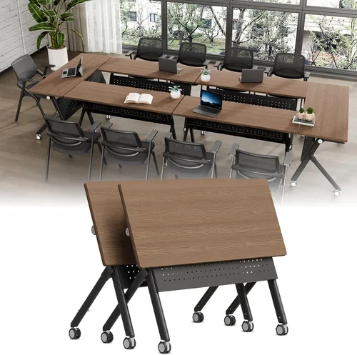 Vista 34 de Folding Conference Table with Wheels, Modular Foldable Conference Room Training Tables for Training Rooms, Flip Top Mobile Rolling Meeting Seminar