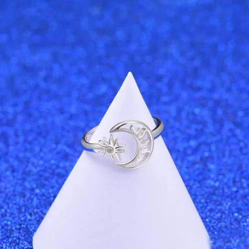 Vista 6 de Lindo anillo de plata de ley ajustable para mujer, cumpleaños, Halloween, Navidad, S925, regalo de joyería de plata