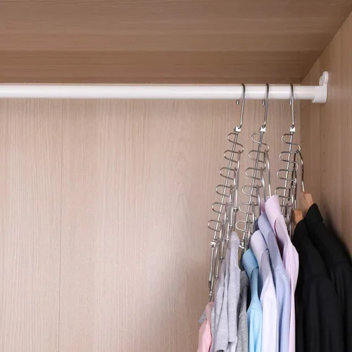 Vista 4 de Perchas de ahorro de espacio de 6 x 2 ranuras de metal mágico en cascada organizador de armario colgante armario sistema de armario (4 unidades)