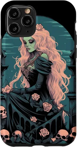 Vista 27 de Funda para iPhone 16 Gothic Girl Pastel Goth Wiccan Pagan Anime Nu Goth Grunge