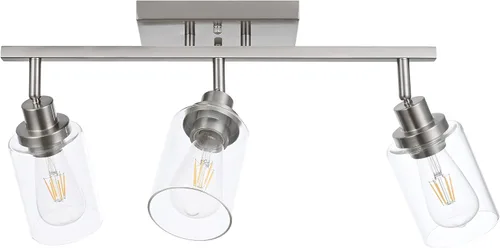 Vista 21 de MELUCEE Kit de Iluminación de Riel de 4 Luces, Luminarias de Latón para Tocador de Baño con Cabezal de Riel Ajustable, Lámpara de Techo Tipo Foco