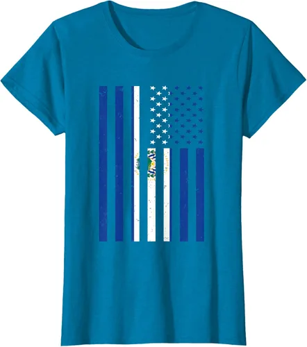 Vista 59 de El Salvador Shirt - El Salvador USA America Flag Men Women T-Shirt