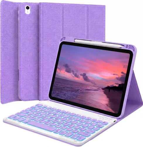 Vista 15 de Funda de teclado retroiluminada para iPad de 9.7 pulgadas 2018 (6ª generación) / iPad 2017 (5ª generación) / iPad Air 2/1, teclado inalámbrico Negro