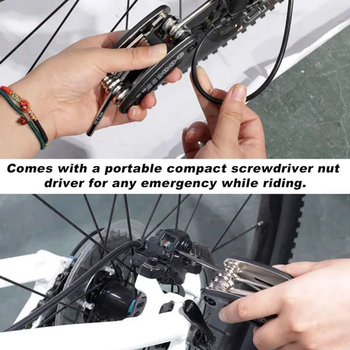 Vista 4 de Kit de herramientas para reparación de bicicleta Wevdn, herramienta multifunción de 16 en 1 con llave hexagonal y destornillador, herramienta
