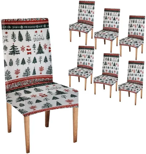 Vista 226 de CAPSCEOLL Christmas Dining Chair Covers,Snowflakes Festive Winter Pattern Stretch Chair Covers for Dining Room Set of 2 Washable Spandex Parson