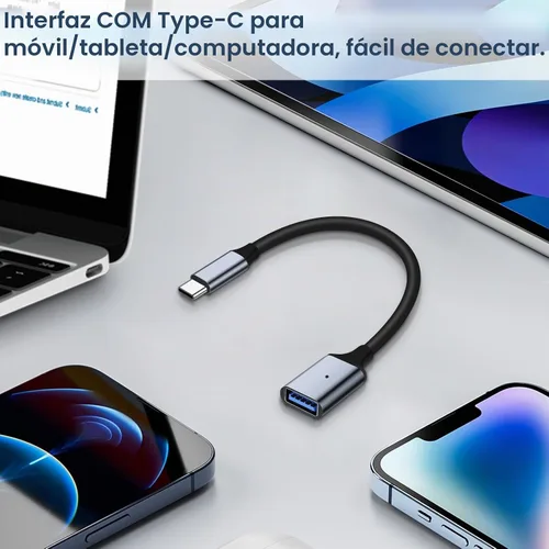 Vista 5 de Adaptador USB C a USB 3.0 [2 unidades], tipo C macho a USB hembra OTG cable Thunderbolt3 a USB adaptador compatible con iPhone 16 Pro Max/16