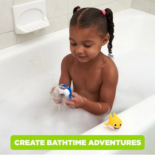Vista 2 de Pinkfong Baby Shark - Squirters de baño, paquete de 2, Baby & Daddy Shark