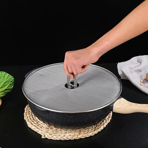 Vista 5 de Juego de 3 protectores contra salpicaduras de aceite de acero inoxidable (8.3 in, 9.8 in, 11.4 in) protectores contra salpicaduras de grasa
