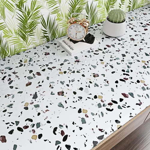 Vista 8 de FunStick Papel adhesivo de terrazo brillante para encimeras, impermeable, para despegar y pegar, papel tapiz para encimera de cocina, papel