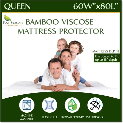 Vista 23 de Protector de colchón acolchado de tamaño individual, protector de colchón impermeable ajustable, cubrecolchón con parte superior acolchada, funda