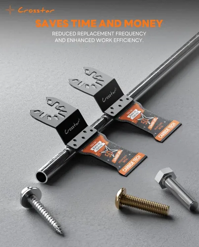 Vista 3 de Crosstar Cuchillas oscilantes de carburo de hielo negro, 2 unidades, cuchillas multiherramienta para metal duro, clavos, pernos, tornillos, ajuste