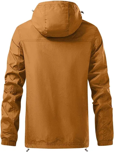 Vista 3 de Chaqueta casual resistente al viento con cremallera para hombre, abrigo funcional con capucha y bolsillo