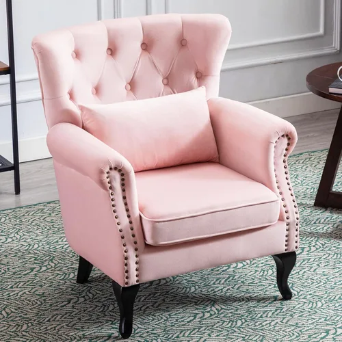 Vista 34 de Sillas de Brazo de Lectura Accent Sillas Midcentury Modernas Cómodas Silla de Sofá de Esquina, Silla de Club Wingback de Sala de Espera con Respaldo