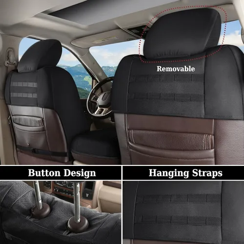 Vista 53 de Coverado Chevy Silverado - Juego completo de fundas de asiento de lona impermeables, apto para Silverado GMC Sierra 2007-2013 y 2019-2025 1500 Negro
