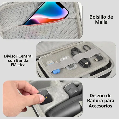Vista 3 de Funda rígida de goma EVA para DJI Osmo Mobile 8/7P/7, gris Negro+Gris Cremallera