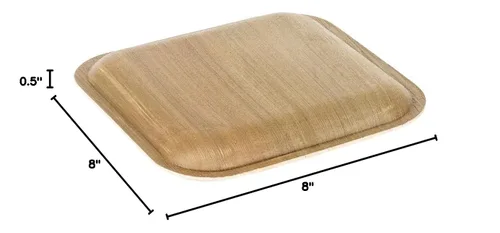 Vista 8 de Perfectware Platos de hoja de palma platos de bambú desechables de 8 pulgadas cuadrados (25 piezas) compostables y biodegradables ecológicos.
