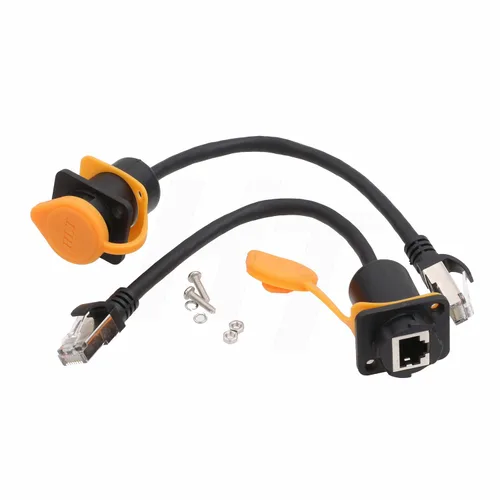 Vista 7 de 2sets Ethernet RJ45 conector impermeable hembra Socket Panel posterior montaje frontal (portador de cable)