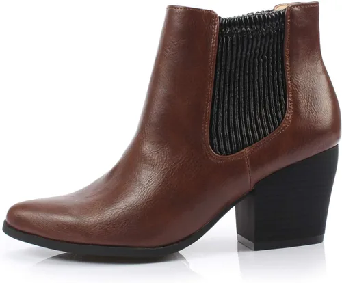Vista 2 de Bliss - Botines cómodos de tacón grueso para mujer, estilo Chelsea