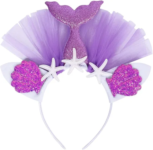 Vista 6 de WonderBabe Mermaid Tulle Tutu Dress for Girls Halloween Birthday Party Costume Princess Mermaid Dress Up Outfit with Headband