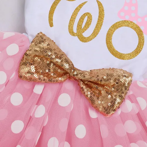 Vista 4 de IBTOM CASTLE Vestido de princesa con diseño de ratón y lentejuelas para niñas y bebés, disfraz elegante para sesión de fotos