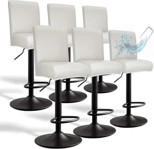 Vista 14 de Fundas de Cuero PU para Taburete de Bar con Respaldos, Paquete de 2 Fundas Elásticas Impermeables para Sillas de Taburete de Bar, Fundas Lavables