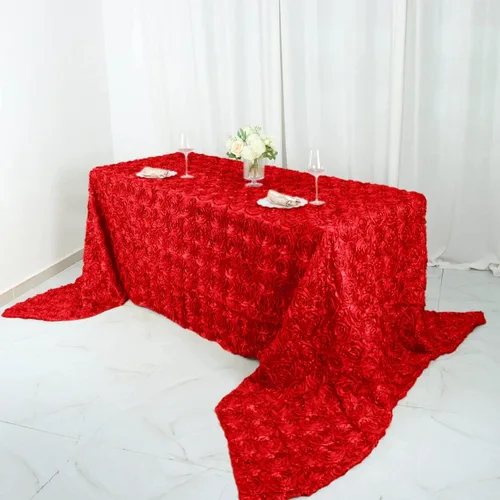 Vista 6 de BalsaCircle Mantel rectangular con rosetas elevadas de satén negro de 90 x 156 pulgadas, para bodas, fiestas, comedor