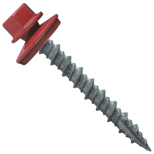 Vista 78 de 10 tornillos para techos de metal gris ABC de 1-1/2 pulgadas, cabezal de arandela hexagonal, arranque automático/roscado, arandela EPDM. 1 bolsa