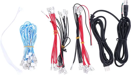 Vista 9 de Zhiyavex Kit de joystick de arcada para bricolaje, accesorios de juego de arcade, codificador USB con luces LED, botones de pulsación compatibles