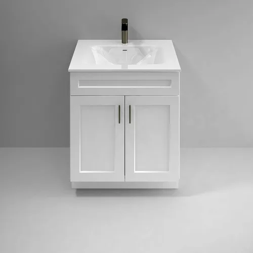 Vista 7 de Lavabo de baño blanco con base de coctelera de 24"/30"/36" de ancho, armario listo para montar (30" de ancho)