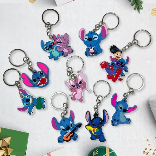 Vista 4 de Llavero de dibujos animados, lindo llavero de silicona para niños y niñas, regalo de fiesta (10 piezas de dibujos animados)