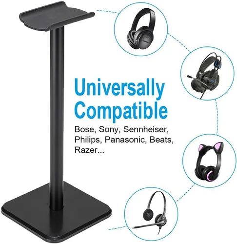 Vista 6 de Soporte de auriculares, soporte universal de metal de aluminio para AirPods Max, HyperX Cloud II, Xbox One, Turtle Beach, Sennheiser, Sony, Bose