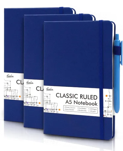 Vista 31 de feela Paquete de 3 Cuadernos Diarios a Granel, Cuaderno de Tapa Dura Clásico con Rayas Rayado Diarios con Soporte para Bolígrafo para Mujeres Niñas