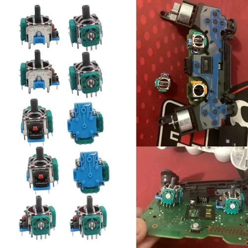 Vista 5 de 10 piezas de repuesto para controlador de joystick analógico, compatible con PS4 Playstation 4, azul