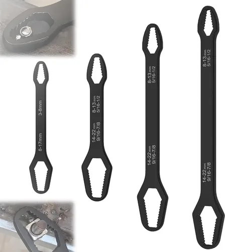 Vista 7 de Juego de llaves Torx universales de 4 piezas, kit de llaves ajustables de doble cabezal, herramienta manual profesional multifunción, llave pequeña