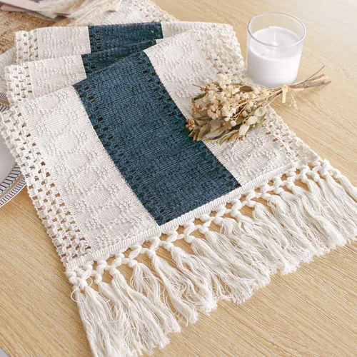 Vista 18 de FEXIA Camino de mesa bohemio para decoración del hogar, 12 x 72 pulgadas, decoración rústica de macramé Beige