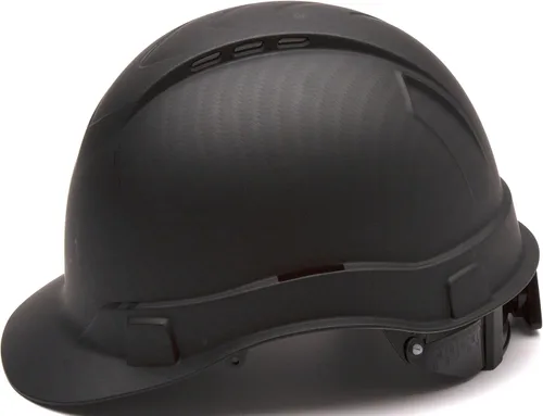 Vista 7 de Pyramex Ridgeline - Casco duro de ala completa, ventilado, suspensión de trinquete de 4 puntos, patrón de grafito negro mate