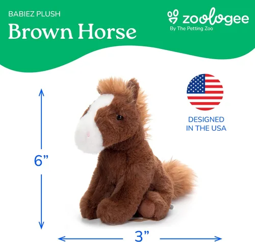 Vista 2 de The Petting Zoo Caballo de Peluche, Regalos para Niños, Animales Salvajes Wild Onez Babiez, Juguete de Peluche de Caballo Marrón 6 pulgadas