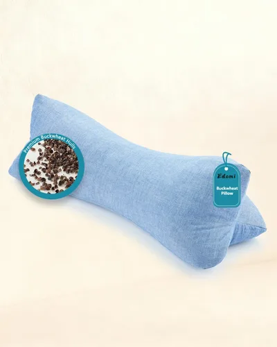 Vista 19 de Almohada cervical de cuello redondo de trigo sarraceno, soporte cervical para personas que duermen de lado y espalda con funda extraíble lavable