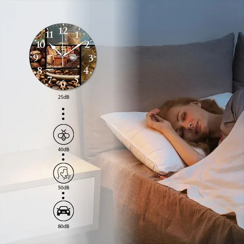 Vista 4 de Reloj de pared con movimiento de barrido sin tictac, funciona con pilas, relojes de pared analógicos decorativos para dormitorio, oficina, sala