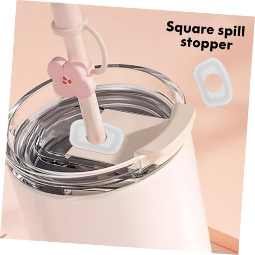 Vista 6 de Juego de 12 tapones de silicona para derrames con tapas de pajilla, cepillos de limpieza compatibles con Stanley Cup de grado alimenticio a prueba