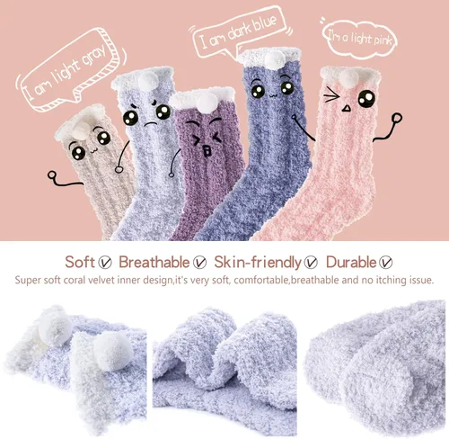 Vista 5 de EBMORE Womens Fuzzy Socks Slipper Fluffy Cozy Comfy Cabin Plush Warm Winter Sleep Home Soft Socks