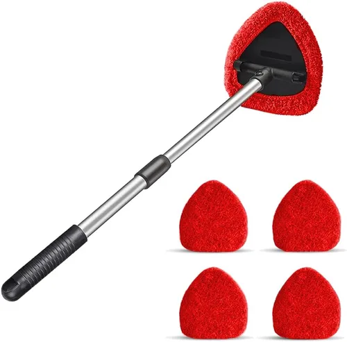 Vista 9 de Herramienta de limpieza de parabrisas, limpiador de ventanas de automóvil con 4 almohadillas de microfibra lavables y reutilizables, kit de limpieza