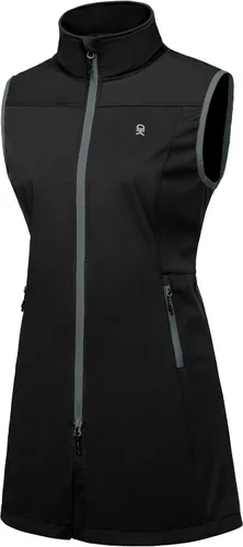 Vista 21 de Little Donkey Andy Chaleco Softshell Ligero para Mujer, Chaqueta sin Mangas Resistente al Viento para Correr, Senderismo y Viajes Negro