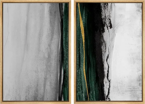 Vista 74 de MUDECOR Lienzo enmarcado para pared, bosque brumoso, reflejos, paisaje tranquilo, ilustraciones modernas, arte decorativo, bohemio, tranquilo/zen