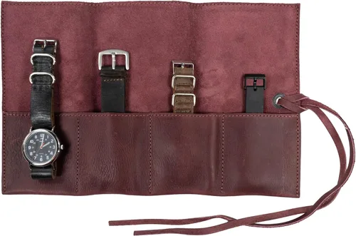 Vista 36 de Hide & Drink, Organizador de rollos de reloj de cuero hecho a mano de cuero de grano completo, con capacidad para hasta 4 relojes, fácil de llevar